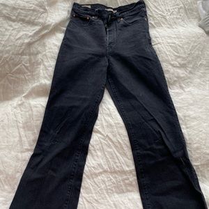 Black Levi's Ribcage Kick Flare Jeans